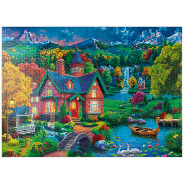 puzzleplate Evening House in the Mountains 1000 Jigsaw Puzzle