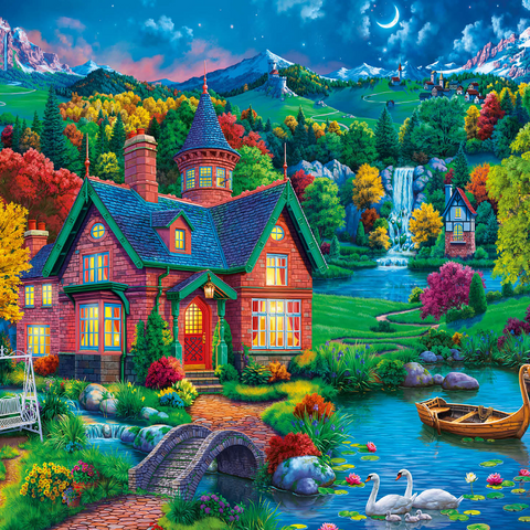 Evening House in the Mountains 1000 Jigsaw Puzzle 3D Modell