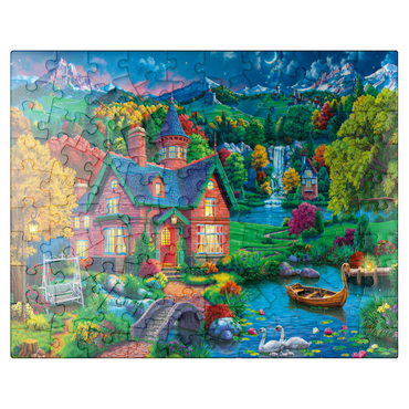 puzzleplate Evening House in the Mountains 100 Jigsaw Puzzle