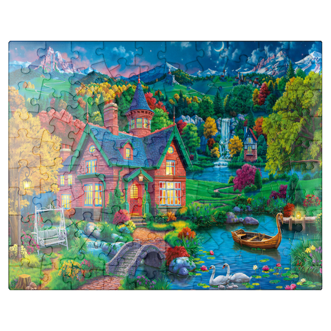 puzzleplate Evening House in the Mountains 100 Jigsaw Puzzle