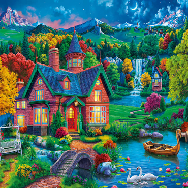 Evening House in the Mountains 100 Jigsaw Puzzle 3D Modell