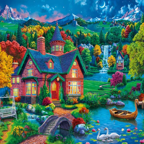 Evening House in the Mountains 100 Jigsaw Puzzle 3D Modell