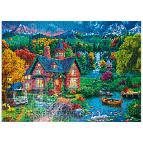 puzzleplate Evening House in the Mountains 500 Jigsaw Puzzle