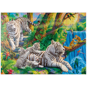 puzzleplate Family of White Tiger 1000 Jigsaw Puzzle