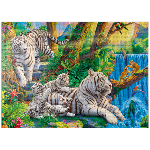 puzzleplate Family of White Tiger 1000 Jigsaw Puzzle