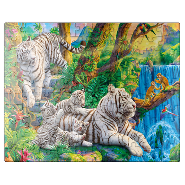 puzzleplate Family of White Tiger 100 Jigsaw Puzzle