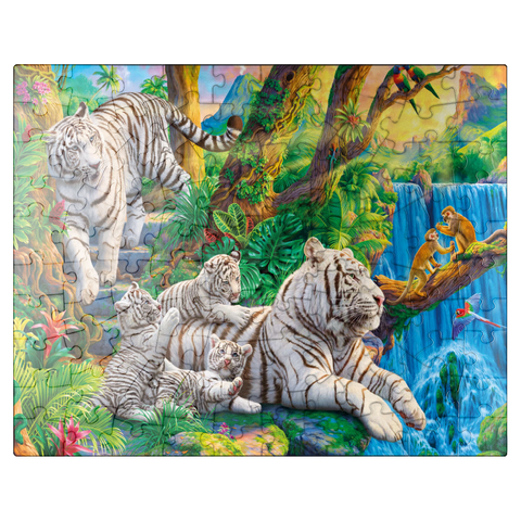 puzzleplate Family of White Tiger 100 Jigsaw Puzzle