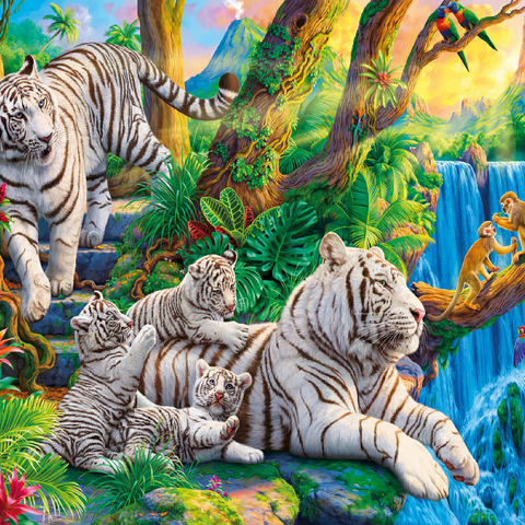 Family of White Tiger 100 Jigsaw Puzzle 3D Modell