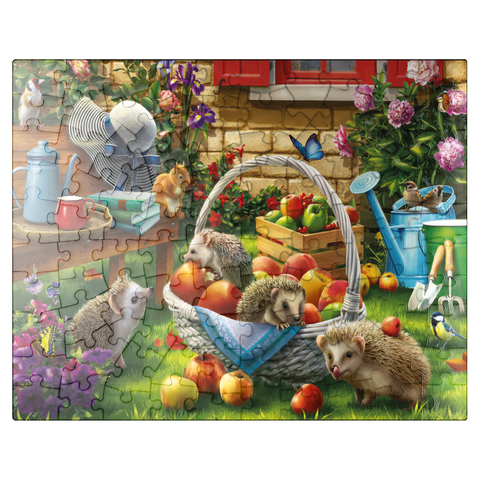 puzzleplate Hedgehogs in the Garden 100 Jigsaw Puzzle