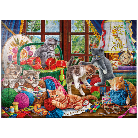 puzzleplate The Cheerful Kittens with Yarn 1000 Jigsaw Puzzle