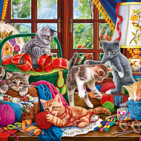 The Cheerful Kittens with Yarn 1000 Jigsaw Puzzle 3D Modell