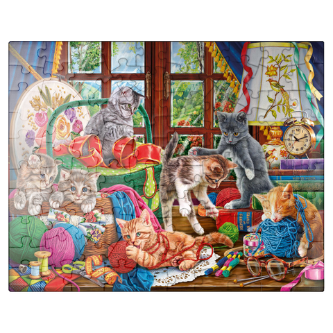 puzzleplate The Cheerful Kittens with Yarn 100 Jigsaw Puzzle