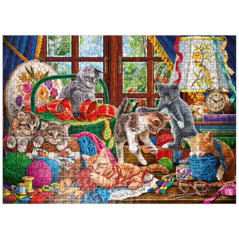 puzzleplate The Cheerful Kittens with Yarn 500 Jigsaw Puzzle