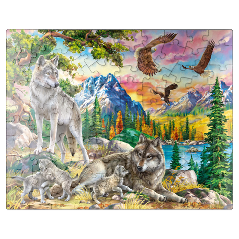 puzzleplate Wolves and Eagles 100 Jigsaw Puzzle