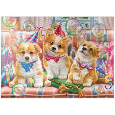 puzzleplate Corgi Puppies at Birthday Party 1000 Jigsaw Puzzle