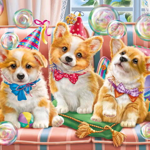 Corgi Puppies at Birthday Party 1000 Jigsaw Puzzle 3D Modell