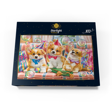 Corgi Puppies at Birthday Party 100 Jigsaw Puzzle box view3