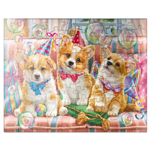 puzzleplate Corgi Puppies at Birthday Party 100 Jigsaw Puzzle