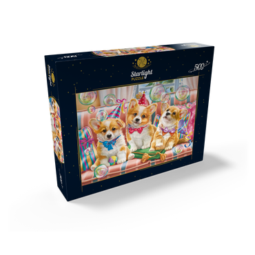 Corgi Puppies at Birthday Party 500 Jigsaw Puzzle box view2