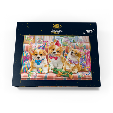 Corgi Puppies at Birthday Party 500 Jigsaw Puzzle box view3