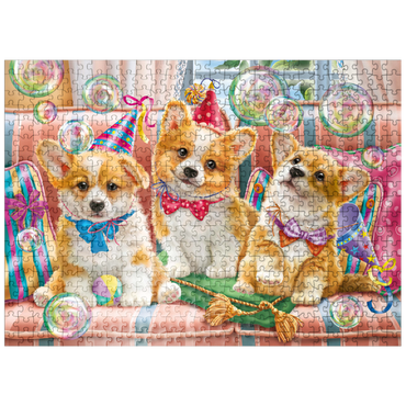 puzzleplate Corgi Puppies at Birthday Party 500 Jigsaw Puzzle