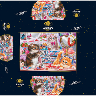 Cute Kittens with Beads 500 Jigsaw Puzzle box 3D Modell