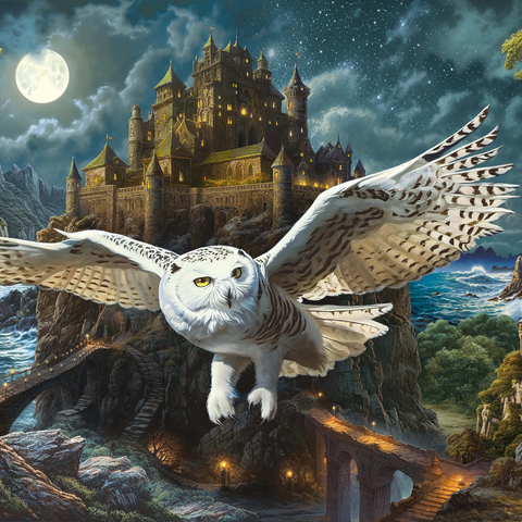 Magic Owl and Castle 1000 Jigsaw Puzzle 3D Modell