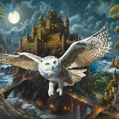 Magic Owl and Castle 100 Jigsaw Puzzle 3D Modell