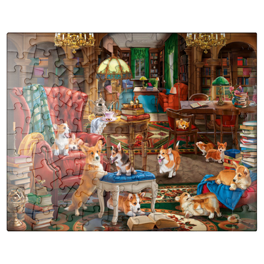 puzzleplate Corgi in the Library 100 Jigsaw Puzzle