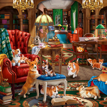 Corgi in the Library 100 Jigsaw Puzzle 3D Modell