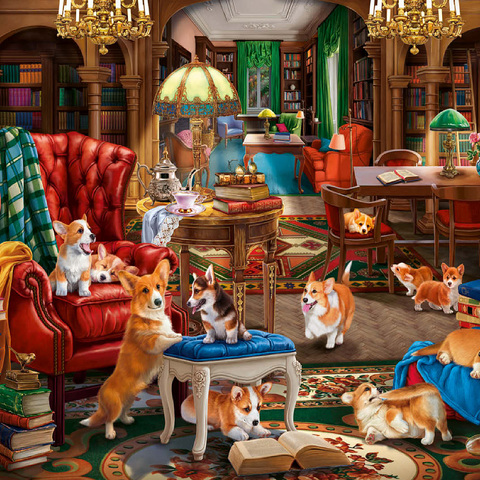 Corgi in the Library 100 Jigsaw Puzzle 3D Modell