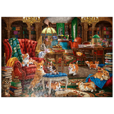 puzzleplate Corgi in the Library 500 Jigsaw Puzzle