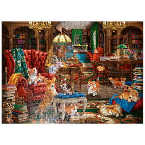 puzzleplate Corgi in the Library 500 Jigsaw Puzzle