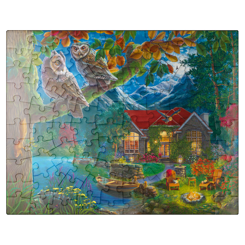 puzzleplate Owls & Night House 100 Jigsaw Puzzle