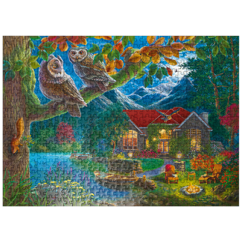 puzzleplate Owls & Night House 500 Jigsaw Puzzle