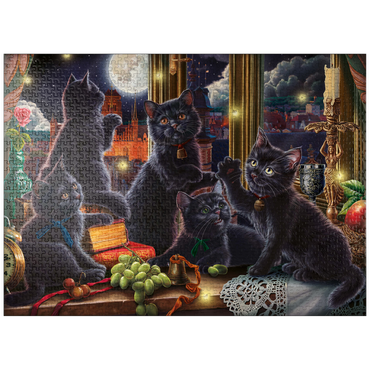 puzzleplate Black Kittens & Fireflies 1000 Jigsaw Puzzle