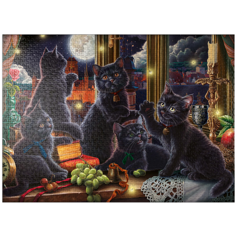 puzzleplate Black Kittens & Fireflies 1000 Jigsaw Puzzle