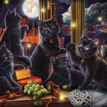 Black Kittens & Fireflies 1000 Jigsaw Puzzle 3D Modell