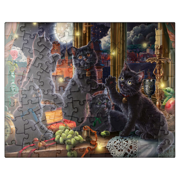 puzzleplate Black Kittens & Fireflies 100 Jigsaw Puzzle