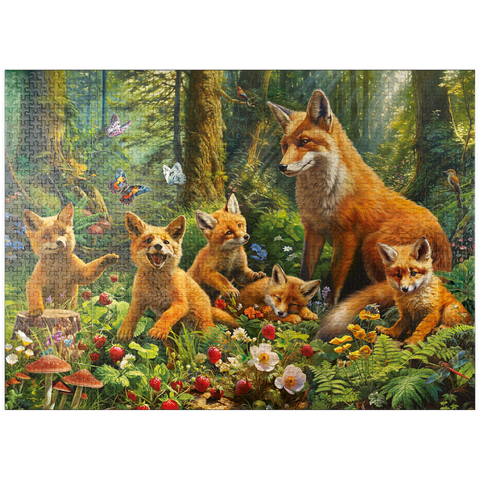 puzzleplate Fox Family 1000 Jigsaw Puzzle