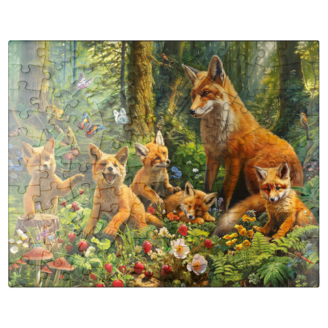 puzzleplate Fox Family 100 Jigsaw Puzzle