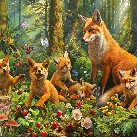 Fox Family 100 Jigsaw Puzzle 3D Modell