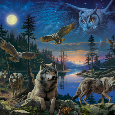 Night Wolves & Owls 1000 Jigsaw Puzzle 3D Modell