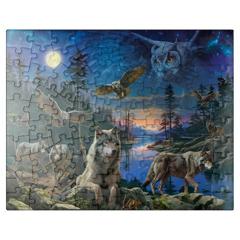 puzzleplate Night Wolves & Owls 100 Jigsaw Puzzle