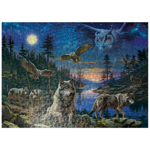 puzzleplate Night Wolves & Owls 500 Jigsaw Puzzle