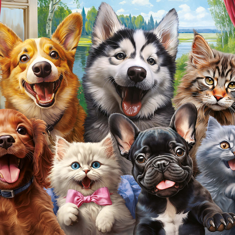 Furry Friends Selfie 1000 Jigsaw Puzzle 3D Modell