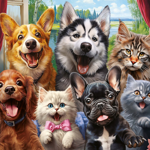 Furry Friends Selfie 100 Jigsaw Puzzle 3D Modell