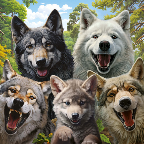 Wolf Selfie 1000 Jigsaw Puzzle 3D Modell