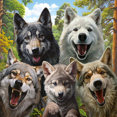 Wolf Selfie 100 Jigsaw Puzzle 3D Modell