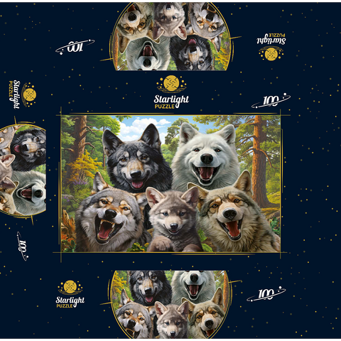 Wolf Selfie 100 Jigsaw Puzzle box 3D Modell